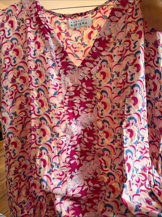Margaux Riviera Other - Margaux Riviera Pink Patterned V-Neck Swim Coverup